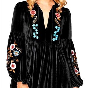 Black Velvet Tunic Top